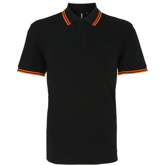 Asquith & Fox Mens Classic Fit Tipped Polo Shirt (Black/ Orange) - Image 1