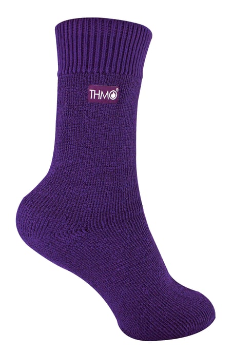 Kids Thermal Socks for Winter | THMO | Warm Fluffy Fleece Inner Socks for Boys & Girls - Purple - Image 1