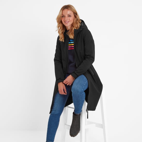 Enya Womens Softshell Long Jacket Black