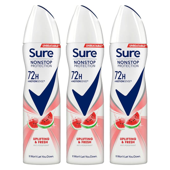 Sure Women Antiperspirant 72H Nonstop Protection Deo Uplifting&Fresh 150ml, 3pk