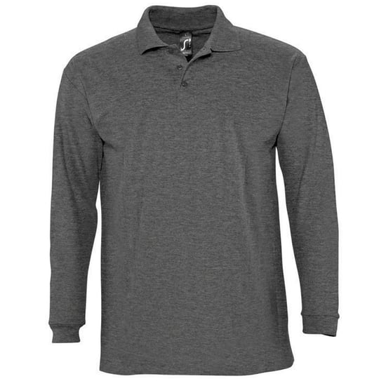 SOLS Heren-Winter II Poloshirt met lange mouwen van Piqué katoen (Houtskool mergel) - Image 1