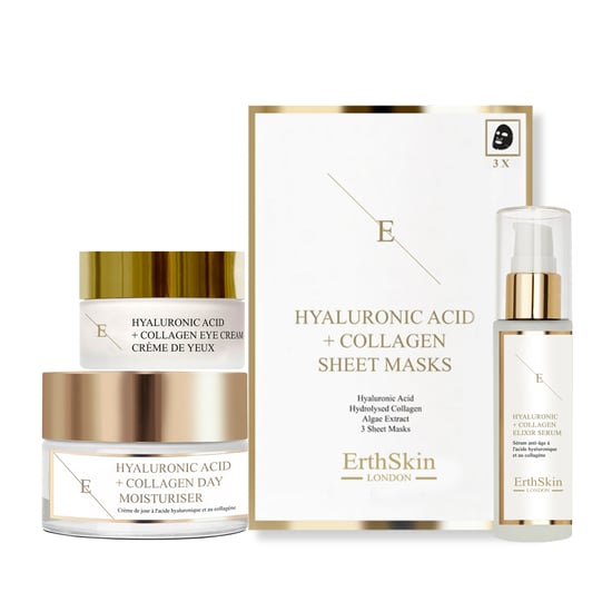 Hyaluronic Acid & Collagen Day Cream 50ml + Hyaluronic Acid & Collagen Serum - 60ml + Hyaluronic Acid & Collagen Mask - 3 sheets+Hyaluronic Acid + Collagen Pro Age Eye Cream 30ml