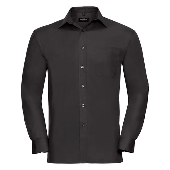 Russell Mens Long Sleeve Pure Cotton Work Shirt (Black) - Image 1