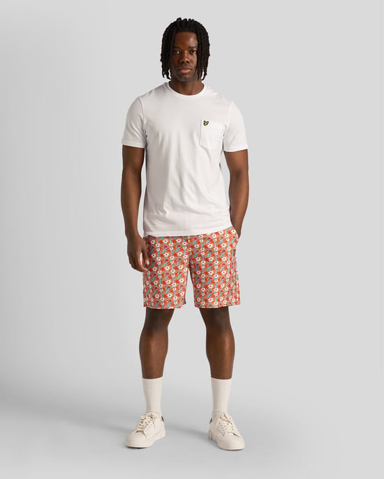 Heren Resort Shorts met bloemenprint in oranje - Image 1