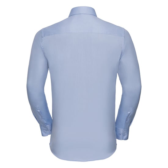 Russell Collection Mens Herringbone Long-Sleeved Formal Shirt (Light Blue) - Image 2