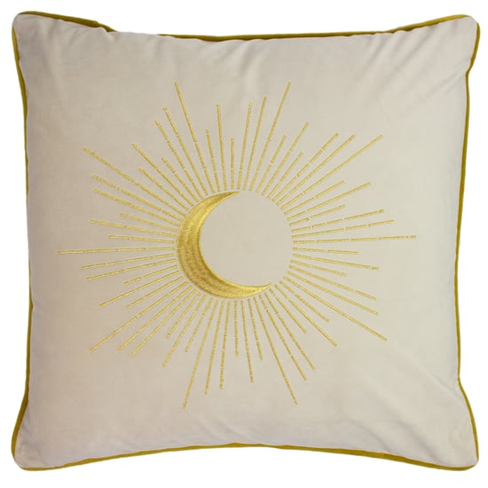 furn. Astrid Embroidered Piped Velvet Cushion Cover - Image 1