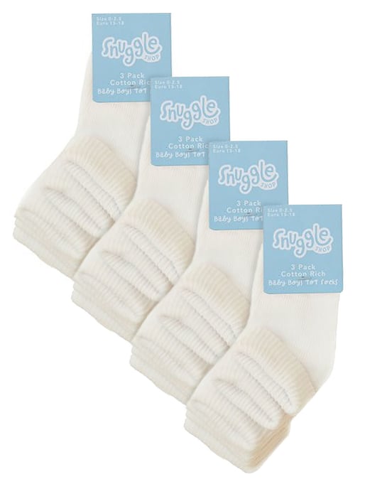 Baby Cotton Turn Over Top-strumpor | 6-parspaket | Sock Snob | Vanliga roliga strumpor för pojke och flicka - Cream - Image 2