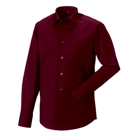 Russell Collection Mens Fitted Long-Sleeved Shirt (Port) - Image 1