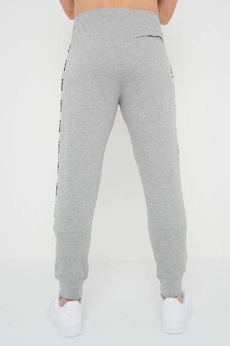 Nike Mens Repeat Taping Logo Fleece Cuffed Joggers in Grey - Image 2