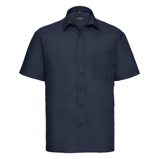 Russell Collection Mens Short Sleeve Poly-Cotton Easy Care Poplin Shirt (French Navy) - Image 1