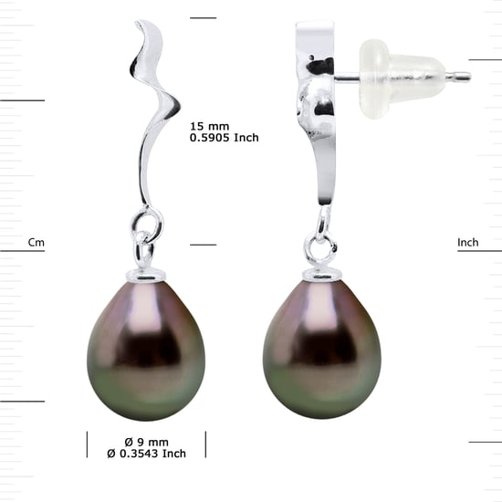 DIADEMA - Earrings - Fantasy Patern in White Gold and Real Tahitian Pearls