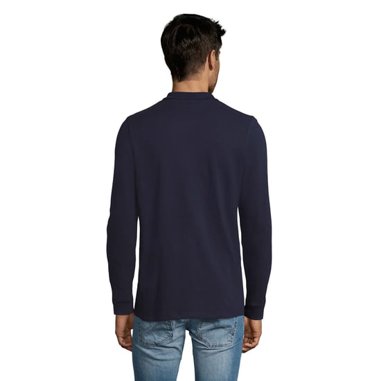 SOLS Heren Perfect Effen Piqué Poloshirt met Lange Mouwen (Franse marine) - Image 2