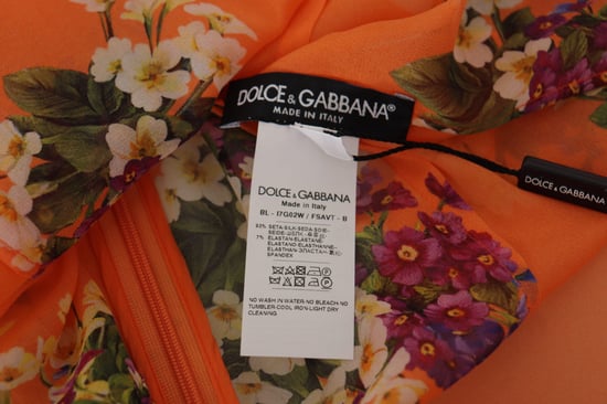 Dolce & Gabbana Orange Floral Print Long Sleeve Women's Blouse - Image 6