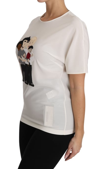 Dolce & Gabbana Dam Vit Silke Stretch #dgfamily T-shirt - Image 2