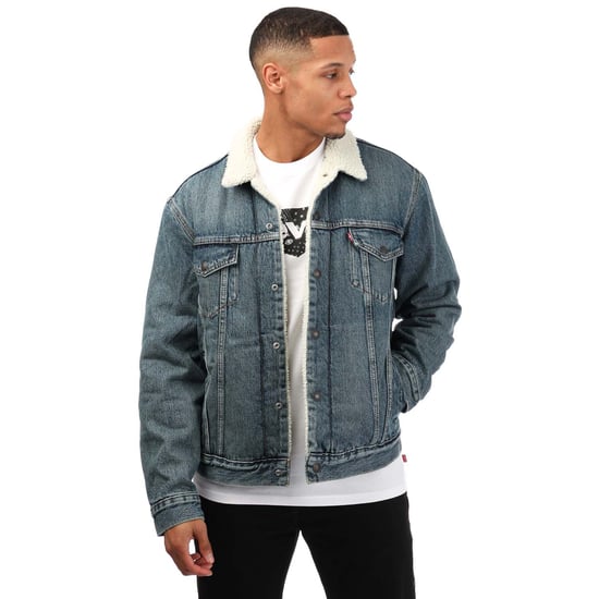 Heren Levis Type III Sherpa Trucker Jacket in Denim - Image 4