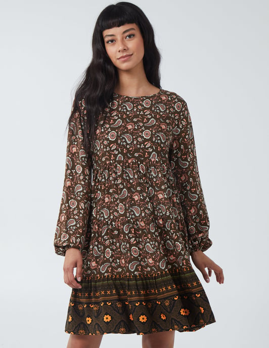 MARISA - Paisley Long Sleeve Smock Dress