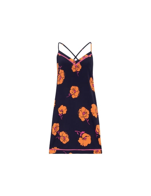 Pour Moi Luxe Woven Twill Secret Support Chemise -  Navy/Orange Floral
