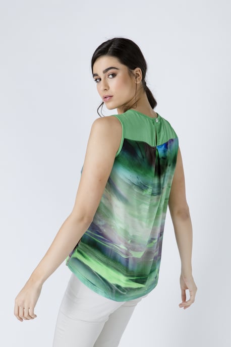 Green Keyhole Detail Print Top