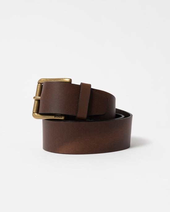 Boss Black Joris -sz40 Leather Belt Dark Brown