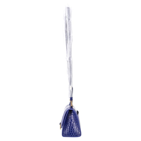 Balenciaga Small Hourglass Crocodile Embossed Top Handle Bag in Blue Calfskin Leather - Image 2