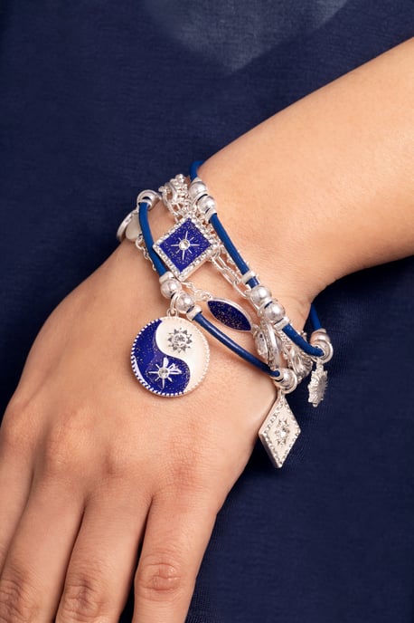 Silver And Navy Night & Day Charm Bracelet