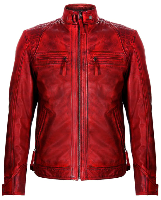 Leather Rock Racing Quilted Biker Jacket