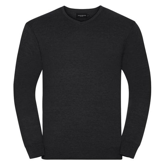 Russell Collection Heren Gebreid V Hals Sweatshirt (Houtskool mergel) - Image 1
