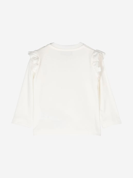 Moschino Baby Girls Long Sleeve Logo T-Shirt in Ivory