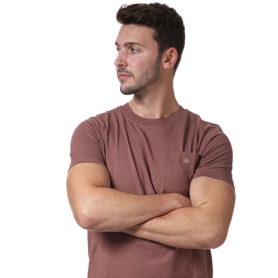 Men's Pretty Green Vega Pocket T-Shirt in Burgundy