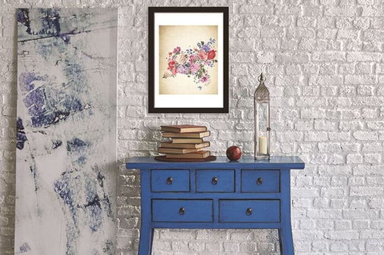 2in1 Flower Arts 2 Poster Self Adhesive DIY Wall Sticker, Living room wall sticker