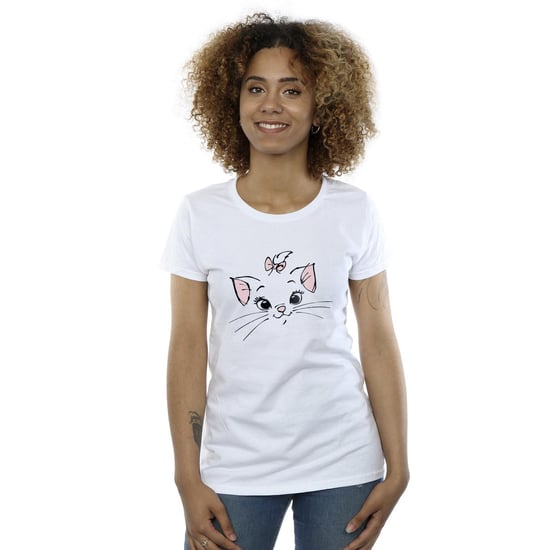 Disney Womens/Ladies Classics Marie Face Pocket Cotton T-Shirt (White)