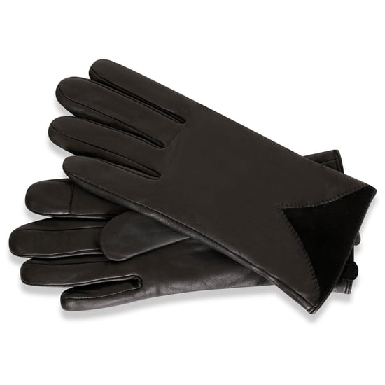 Barneys Originals Gift Boxed Black Leather Gloves with Suede Detail