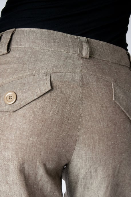 Straight Linen Pants Khaki