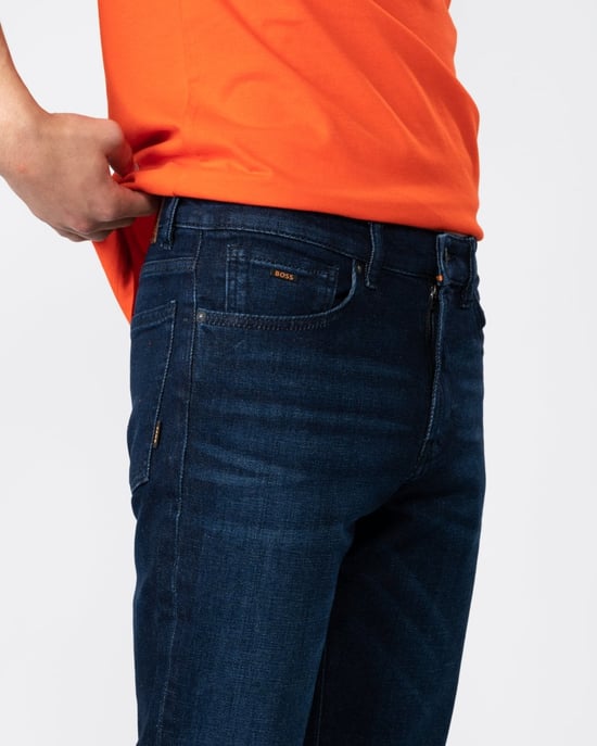 BOSS Orange Re.Maine Regular Fit Jeans in Dark Blue Comfort-Stretch Denim - Image 5