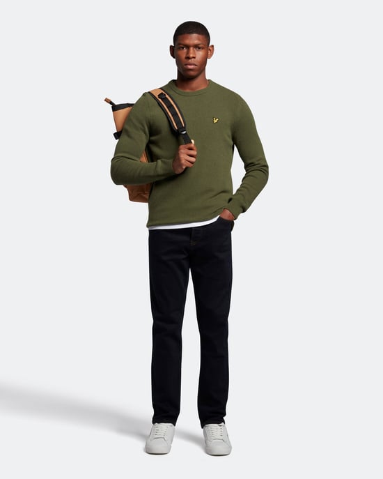 Lyle & Scott Rundhalsad Lammullströja i Oliv - Image 2