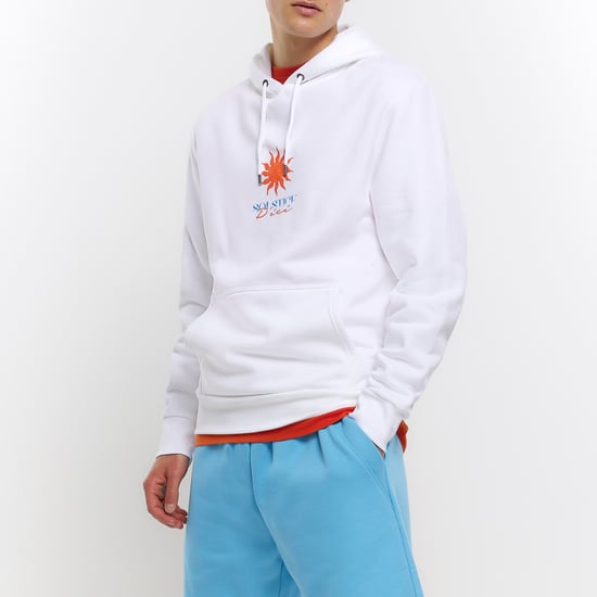 River Island Mens Hoodie White Regular Fit Solstice Graphic