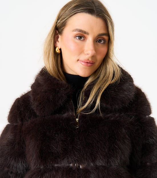 Panel Faux Fur Cropped Jacket