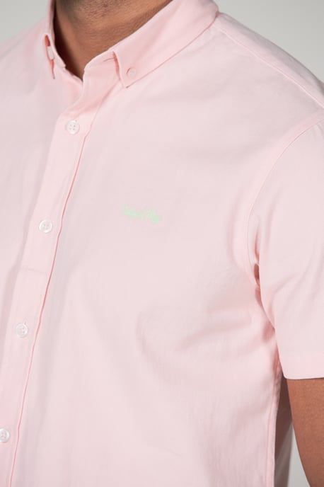 Rose Cotton Short Sleeved Button-Up Oxford Shirt