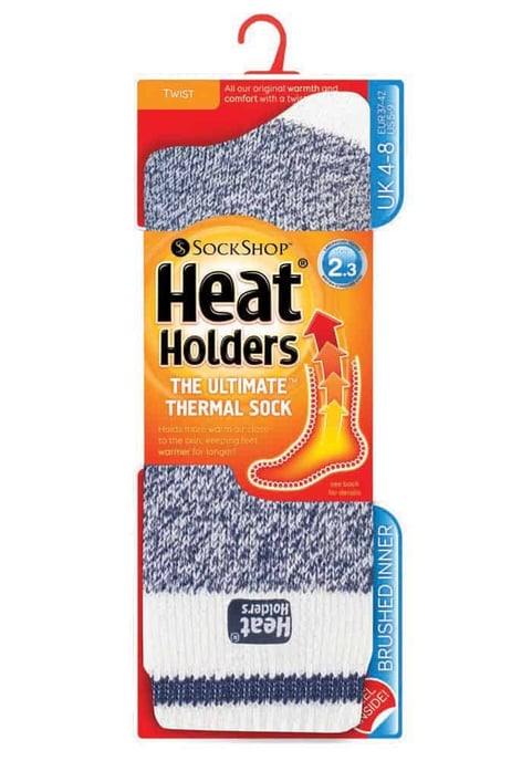 Heat Holders - Ladies Patterned Winter Warm Thermal Socks 4-8 UK