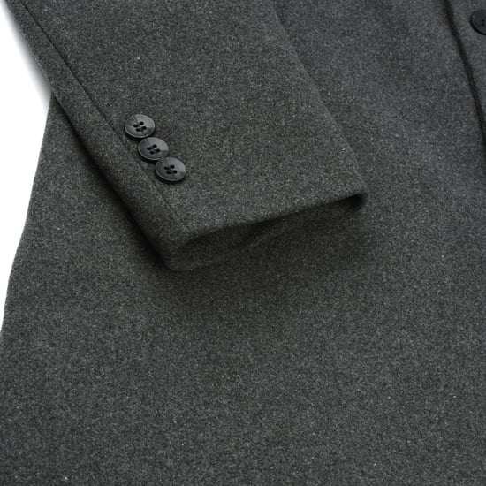 Men's Wool Long Slim Fit Stand-Up Collar Business Coat for Winter Grey