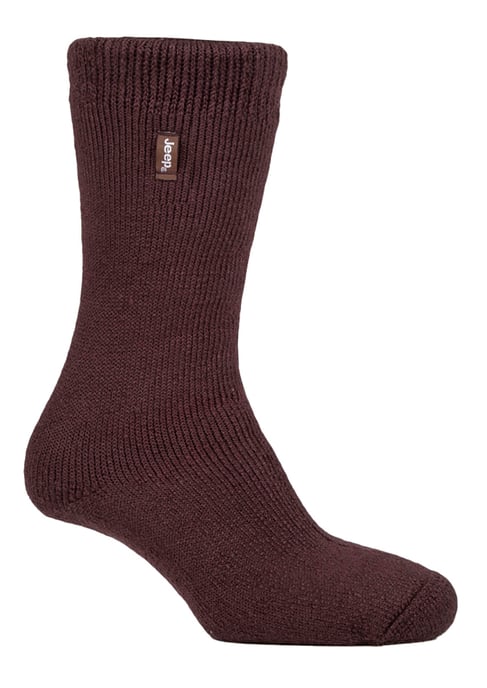 Mens Thermal Boot Socks for Winter | Jeep | Warm Heavy Duty Socks | Ideal for Hiking - Brown - Image 1