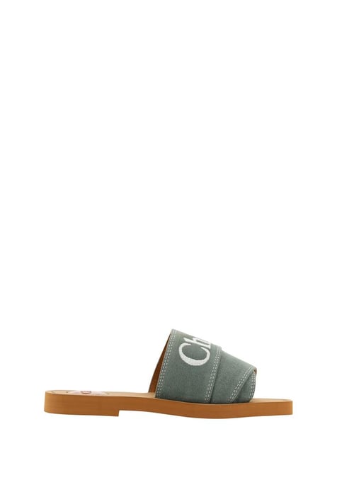 Chloe Women's Forest Green Cotton Slides Woody Sandals