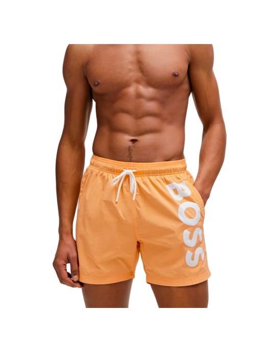 Men's Hugo Boss Vertical Logo Quick Dry Swim Shorts in Orange - Image 1