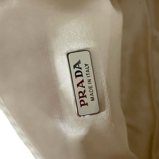 Prada Crystal-Embellished Re-Edition 2000 Bag in Cream Satin - Image 5
