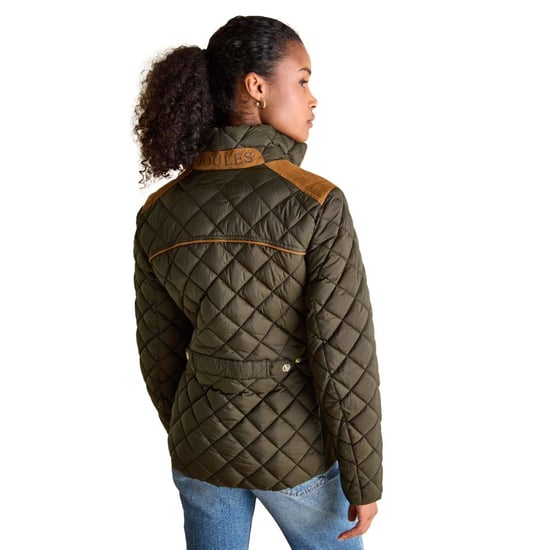 Joules Womens Braemar Luxe Showerproof Diamond Quilted Coat