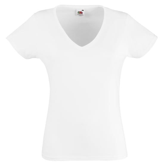 Fruit Of The Loom Ladies Lady-Fit Valueweight V-Neck Short Sleeve T-Shirt (White) - Image 1