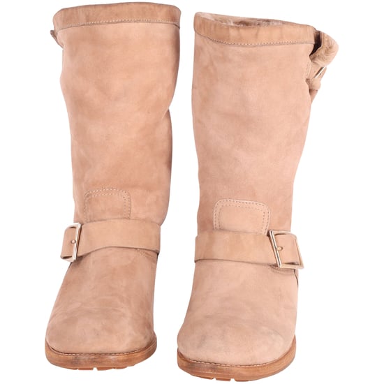 Jimmy Choo Platte Bikerlaarzen in Nude Suède - Image 3