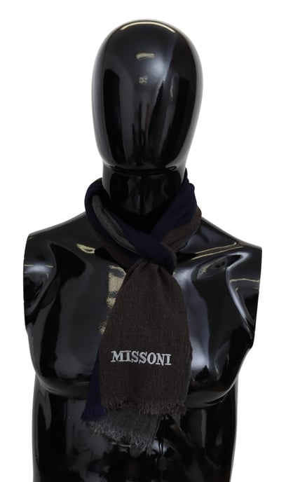 Missoni Men's Multicolor Striped Wool Unisex Wrap Fringes Scarf - Image 1