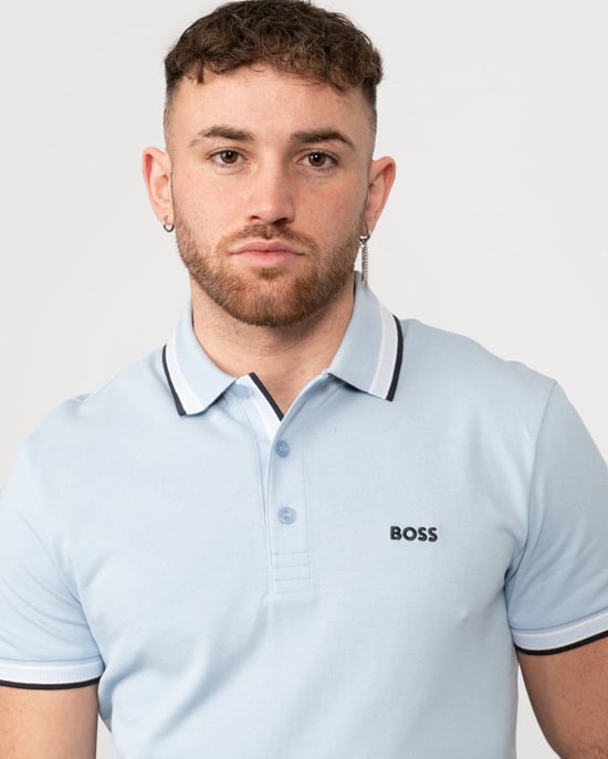 BOSS Green Paddy Mens Organic Cotton Polo With Contrast Logo Details - Image 2