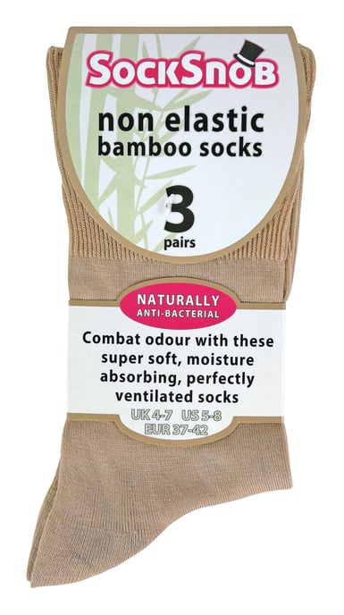 3 Pairs Ladies Anti Odour Loose Wide Top Non Elastic Bamboo Socks - Image 2